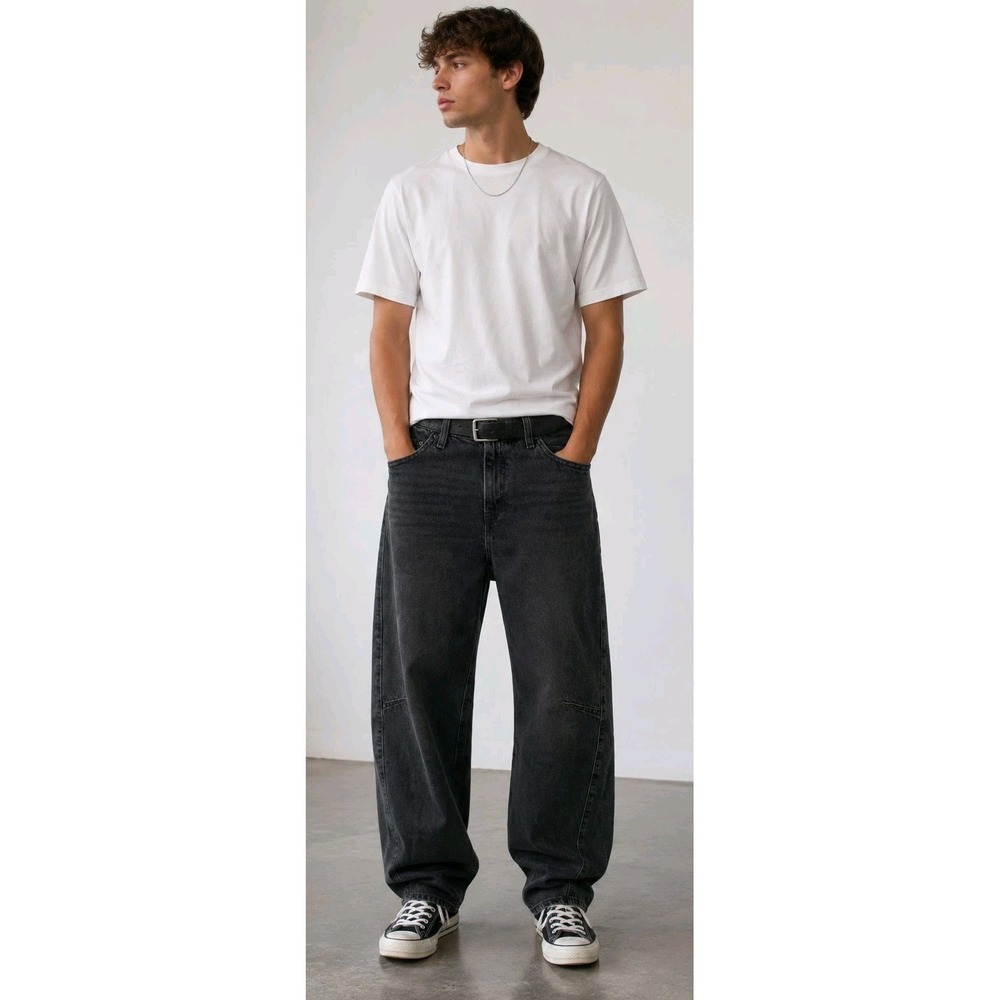 Levis Premium Baggy Dad Jeans Men‎ 29 Big E Medium Wash Denim Distressed